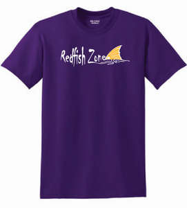 Redfish Zone! Redfish Tail T-Shirt 100% Polyester! Purple
