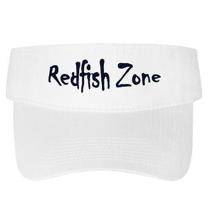 Redfish Zone, White Velcro Visor With Black Lettering