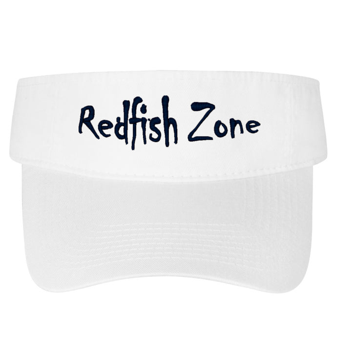 Redfish Zone, White Velcro Visor With Black Lettering