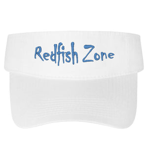 Redfish Zone, White Velcro Visor With Columbia Blue Lettering