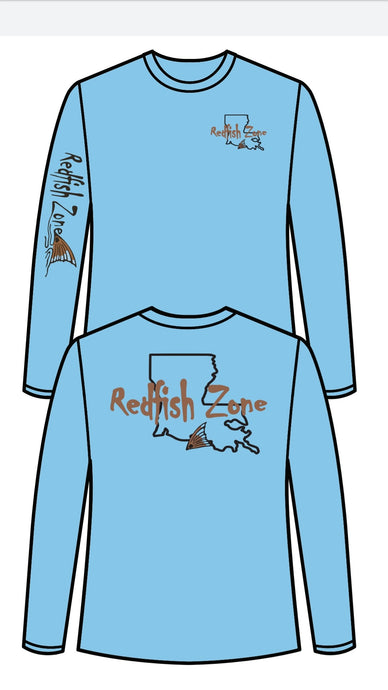 Louisiana Redfish Zone! Long Sleeve Performance T-Shirt 100% Polyester