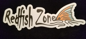 RedfishZone Tail, Thick Vinyl Die Cut Sticker. 2- 1/2 inches in Height and 7- 3/4 inches in Lenght